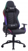 Кресло игровое Cactus с RGB-подсветкой черный эко.кожа с подголов. крестов. сталь