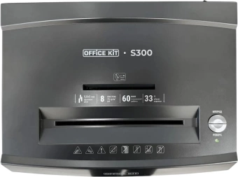 Шредер Office Kit S300 0,8x5 черный (секр.P-7) фрагменты 8лист. 33лтр. пл.карты CD