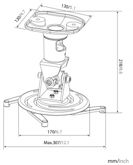 Кронштейн для проектора Cactus CS-VM-PR01-AL серебристый макс.10кг потолочный поворот и наклон