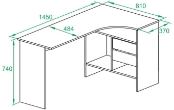 Стол для компьютера Сокол СПм-25 Л столешница ЛДСП белый 145x74x81см (00-00010611)