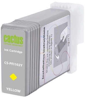 Картридж струйный Cactus CS-PFI102Y PFI-102Y желтый (130мл) для Canon IP iPF500/iPF600/iPF700/MFP M40/iPF765/LP17/LP24