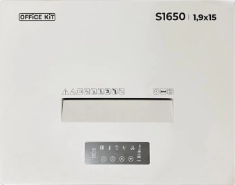 Шредер Office Kit S1650 1,9х15 белый (секр.P-5) фрагменты 30лист. 165лтр. скобы пл.карты CD