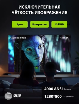 Проектор Cactus Bright CS-V3.WT 3LCD 4000Lm ANSI (1280x800) 30000:1 ресурс лампы:10000часов 1xUSB typeA 1xUSB typeB 2xHDMI 4кг Проектор Cactus Bright CS-V3.WT 3LCD 4000Lm ANSI (1280x800) 30000:1 ресурс лампы:10000часов 1xUSB typeA 1xUSB typeB 2xHDMI 4кг