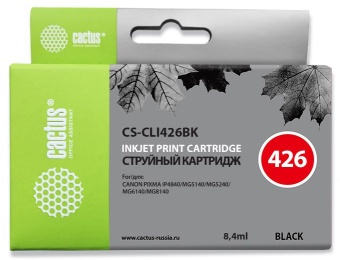 Картридж струйный Cactus CS-CLI426BK CLI-426BK черный (8.4мл) для Canon Pixma MG5140/5240/6140/8140/MX884