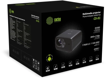 Проектор Cactus CS-X1.B LCD 1100Lm ANSI (4096x2160) 4300:1 ресурс лампы:50000часов 2xUSB typeA 2xHDMI 3кг Проектор Cactus CS-X1.B LCD 1100Lm ANSI (4096x2160) 4300:1 ресурс лампы:50000часов 2xUSB typeA 2xHDMI 3кг