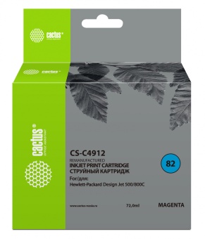 Картридж струйный Cactus CS-C4912 №82 пурпурный (72мл) для HP DJ 500/800C