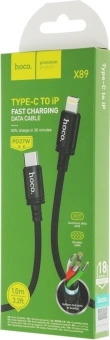Кабель Hoco X89 Wind iP USB Type-C (m)-Lightning (m) 1м черный коробка