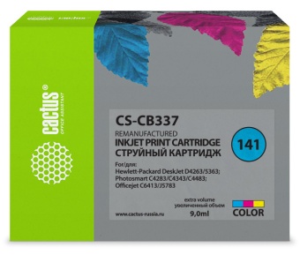 Картридж струйный Cactus CS-CB337 №141 многоцветный (9мл) для HP DJ D4263/D4363/D5360/DJ J5783/J6413