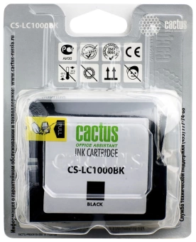 Картридж струйный Cactus CS-LC1000BK черный (22.6мл) для Brother DCP 130C/330С/MFC-240C/5460CN