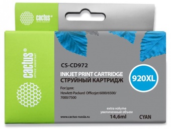 Картридж струйный Cactus CS-CD972 №920XL синий (14.6мл) для HP DJ 6000/6500/7000/7500