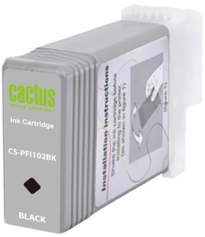Картридж струйный Cactus CS-PFI102BK PFI-102BK черный (130мл) для Canon iPF500/iPF600/iPF700/ MFP M40/iPF765/LP17/LP24