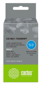 Картридж ленточный Cactus CS-M21-750595WT черный для Brady BMP21-PLUS/BMP21-LAB