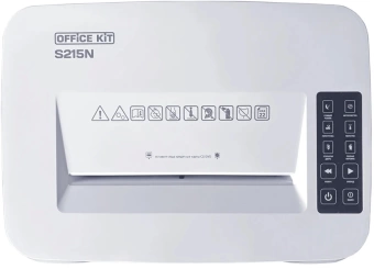 Шредер Office Kit S215N 3,9x38 белый (секр.P-4) фрагменты 22лист. 35лтр. скрепки скобы пл.карты CD