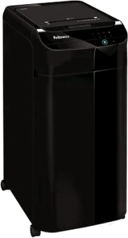 Шредер Fellowes AutoMax 450C черный с автоподачей (секр.P-4) фрагменты 450лист. 68лтр. скрепки скобы пл.карты CD