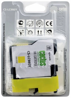 Картридж струйный Cactus CS-LC980Y желтый (16мл) для Brother DCP-145C/165C/MFC-250C/290C