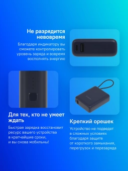 Мобильный аккумулятор Xiaomi BHR9341GL 10000mAh PD 33W 3A USB-A/USB-C синий