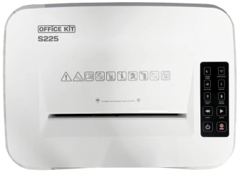 Шредер Office Kit S225 1,9х12 белый (секр.P-5) фрагменты 18лист. 35лтр. скобы пл.карты CD